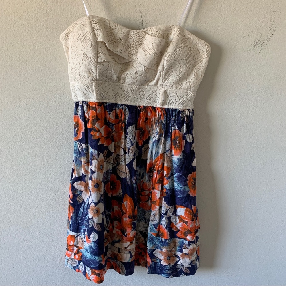 City Triangles Crochet and Floral Strapless Dress - Picture 2 of 9